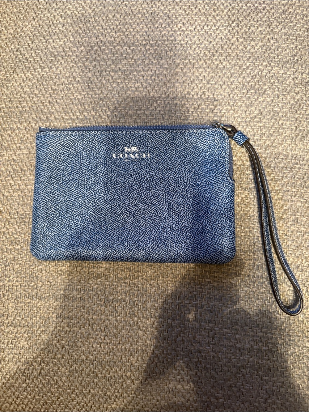 Coach Navy Saffiano Leather Wristlet